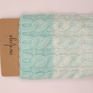 Boot cuff leg warmers ombre white & mint, new in packaging